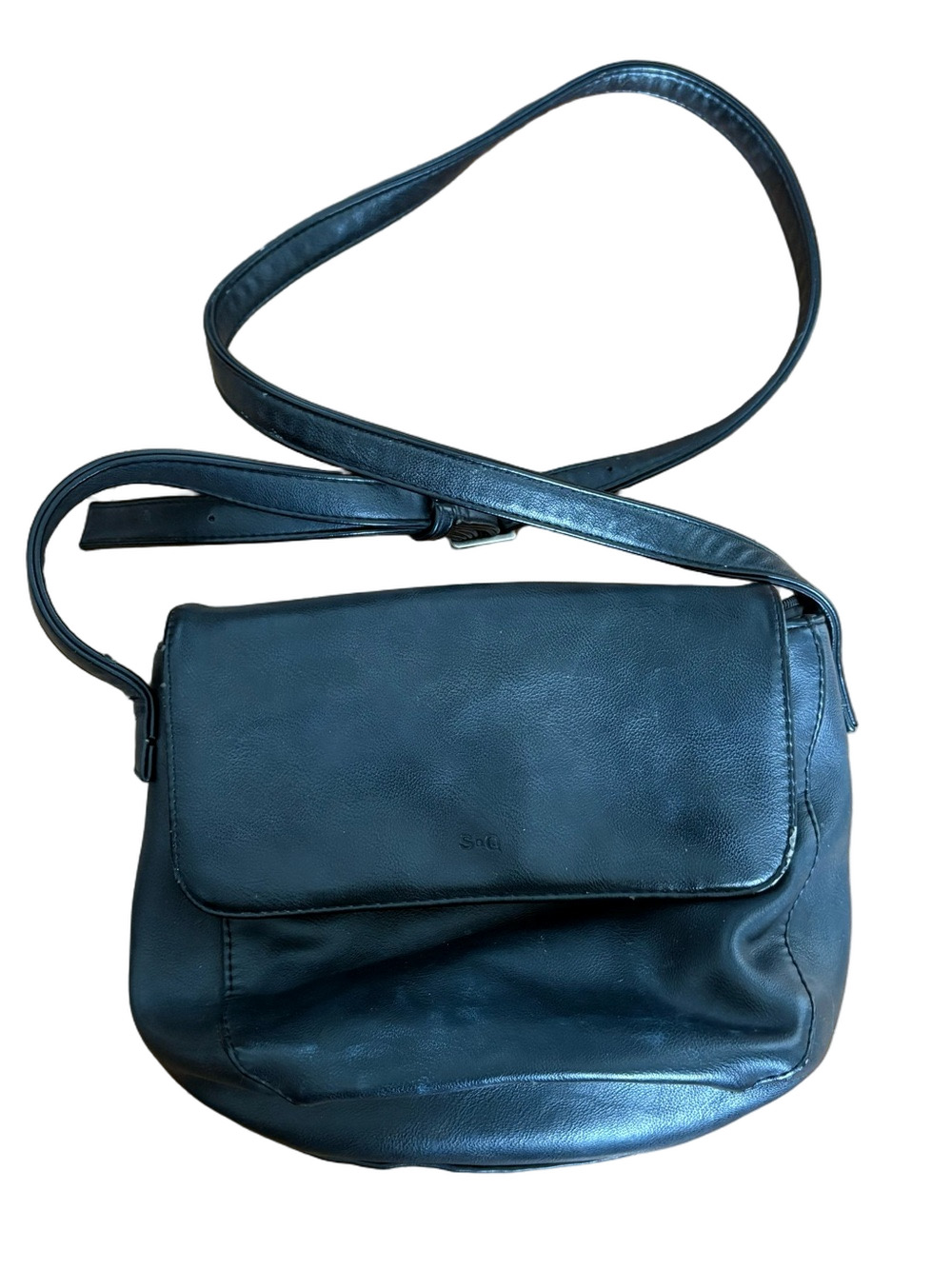Everyday Black Leather Crossbody Bag with Flap